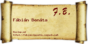 Fábián Benáta névjegykártya